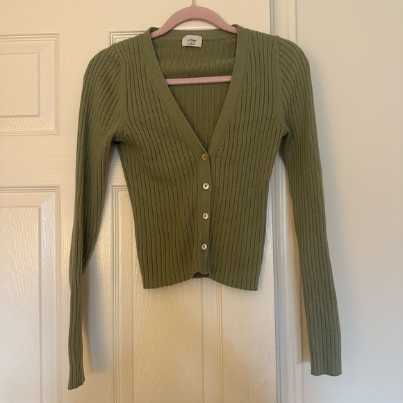 Wilfred Sweaters - Wilfred Olive Ribbed V-Neck Button-Front Cardigan